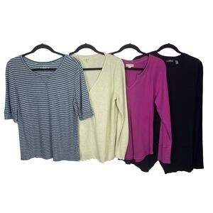 LOT Or BUNDLE Of Women's Tops By KNOX ROSE, LOFT, & ANYBODY Size LARGE